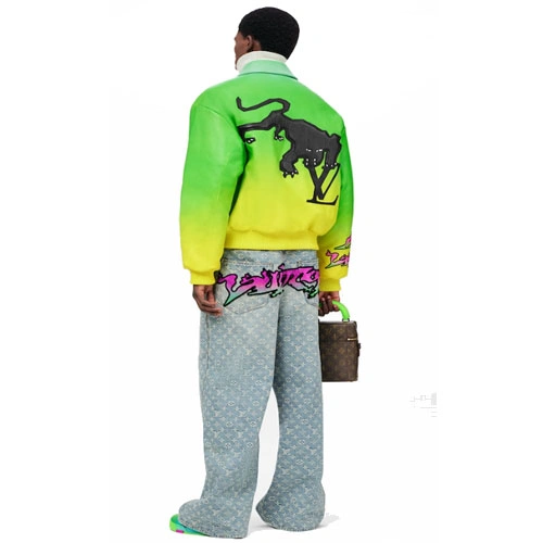 1A9UJ2 Fluorescent leather bomber jacket