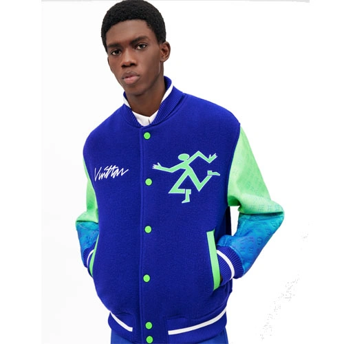 1A9UJT Gradient mixed leather bomber jacket