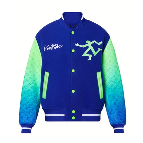 1A9UJT Gradient mixed leather bomber jacket