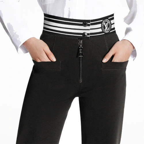 1A9WQ5 striped knitted cotton horn pants