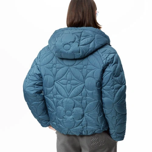 1AA4IV Floral quilted hooded jacket