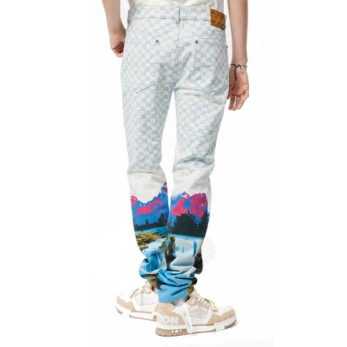 1AA5CA Landscape-patterned standard cut jeans