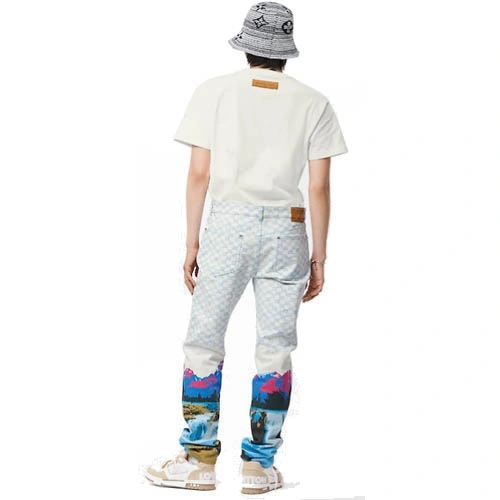 1AA5CA Landscape-patterned standard cut jeans