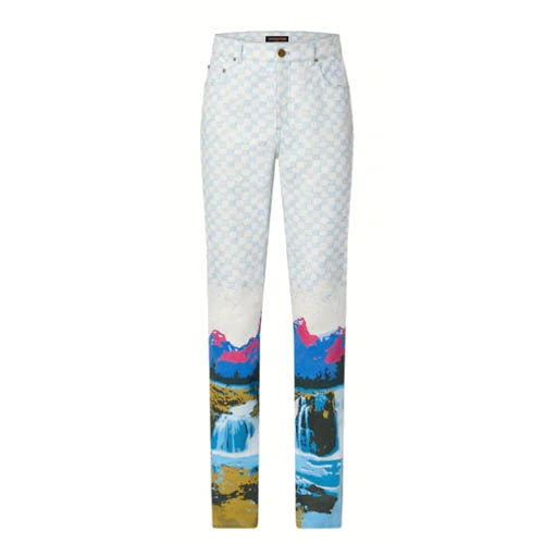 1AA5CA Landscape-patterned standard cut jeans