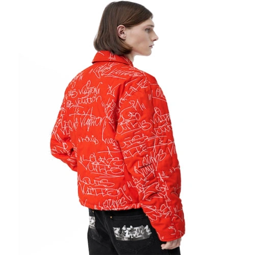 1AA7GR Embroidered denim bomber jacket