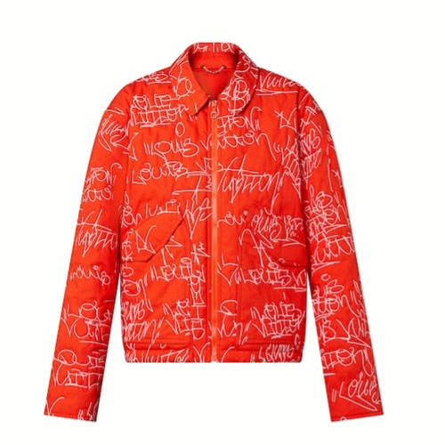 1AA7GR Embroidered denim bomber jacket