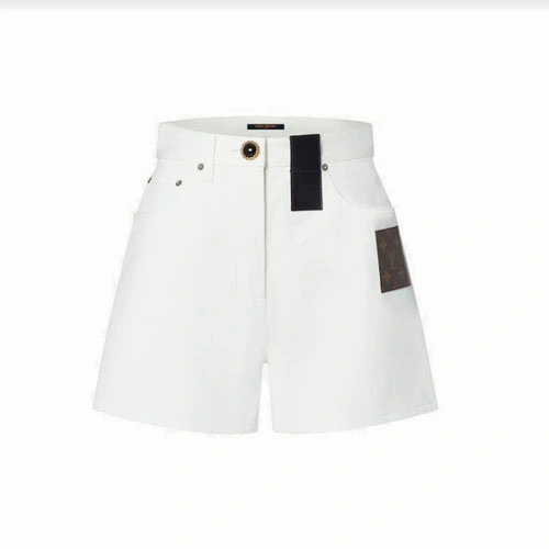 1AA83Z Applique denim shorts