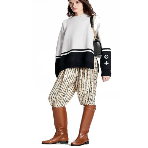 1AA8U2 CHAIN PRINT WIDE-LEG PANTS
