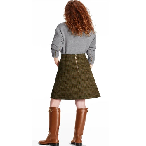 1AA9GR HOUNDSTOOTH A-LINE SKIRT