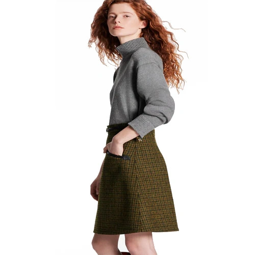 1AA9GR HOUNDSTOOTH A-LINE SKIRT