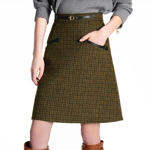 1AA9GR HOUNDSTOOTH A-LINE SKIRT