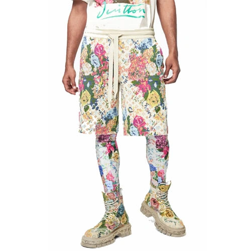 1AAGW8 LV floral patterned jacquard shorts
