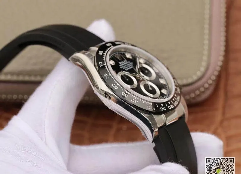 Rolex Daytona Cosmograph 116519 Noob Factory 1:1 Best Edition Replica Watch Diamonds Markers Swiss ETA4130 Black Rubber Strap