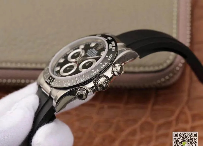 Rolex Daytona Cosmograph 116519 Noob Factory 1:1 Best Edition Replica Watch Diamonds Markers Swiss ETA4130 Black Rubber Strap
