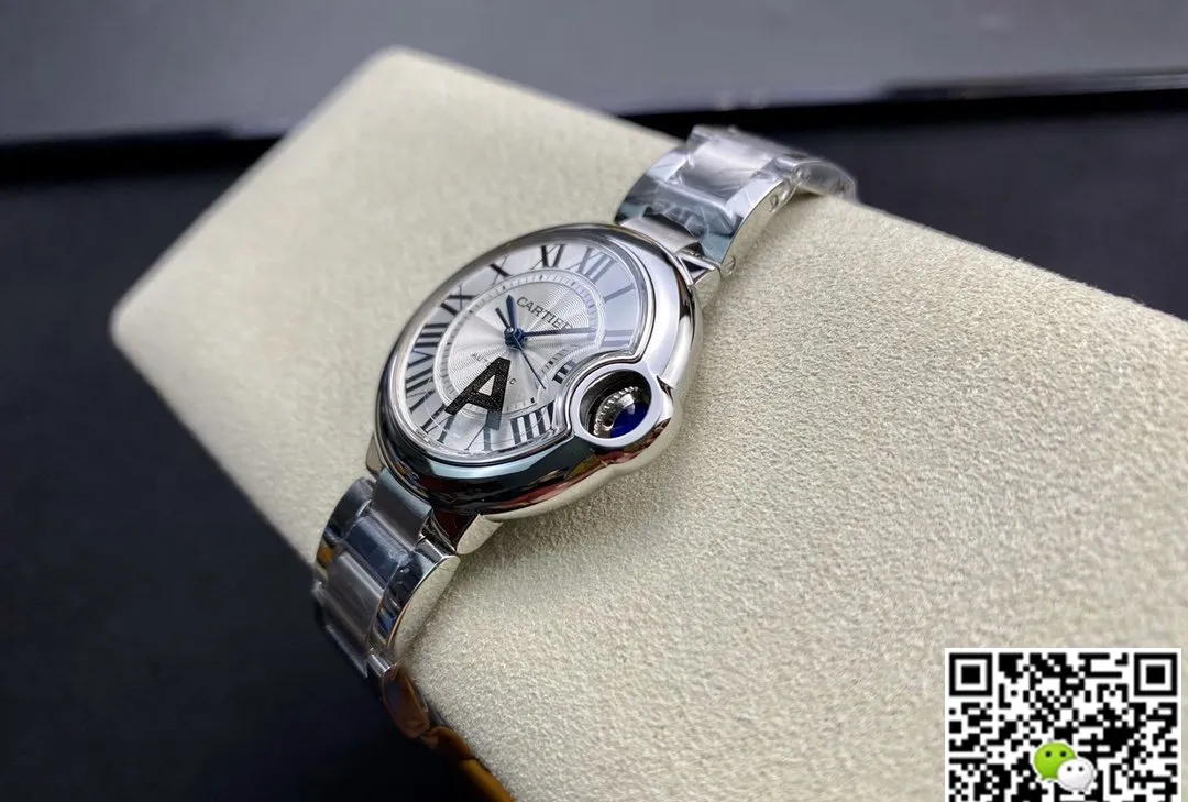 Ballon Bleu De Cartier 33MM W6920071 V6 Factory 1:1 Best Edition Replica Watch White Dial Swiss cal.076