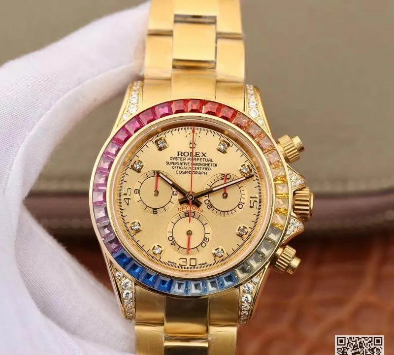 Rolex Daytona Cosmograph Rainbow 116598RBOW BL Factory 1:1 Best Edition Replica Watch Swiss ETA4130 Stainless Steel Bracelet