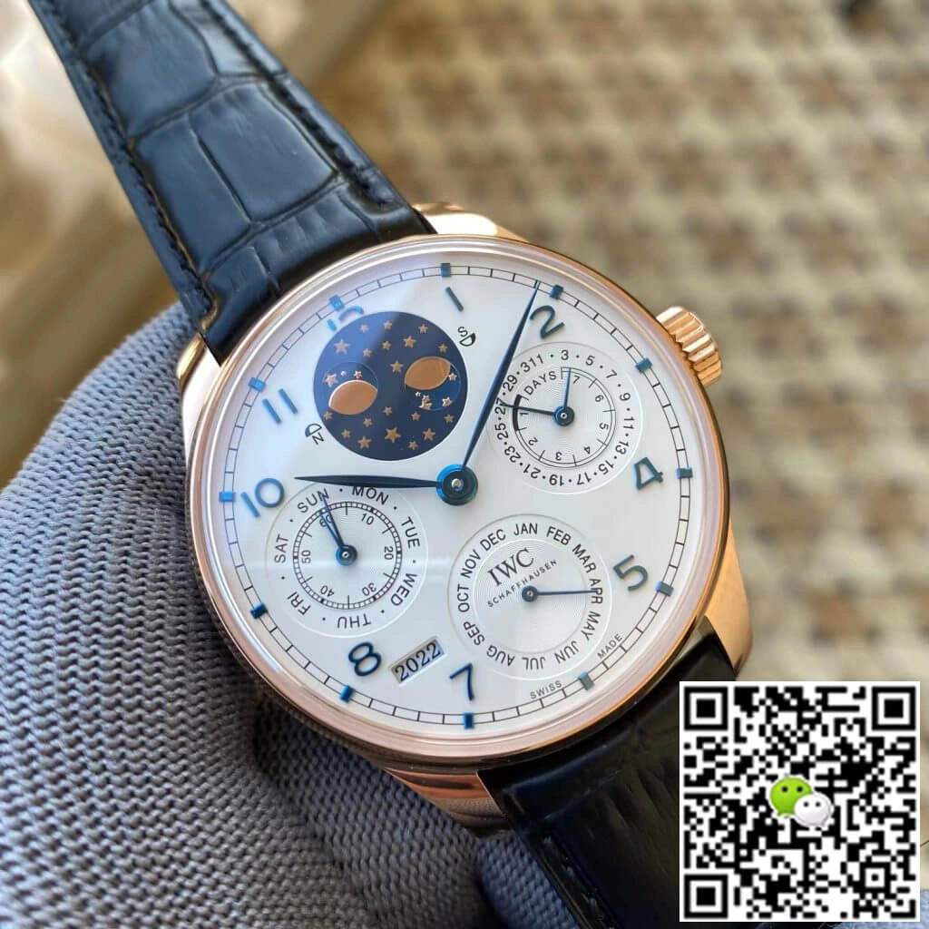 IWC Portuguese Perpetual Calendar IW503405 APS Factory 1:1 Best Edition Replica Watch Black Leather Strap