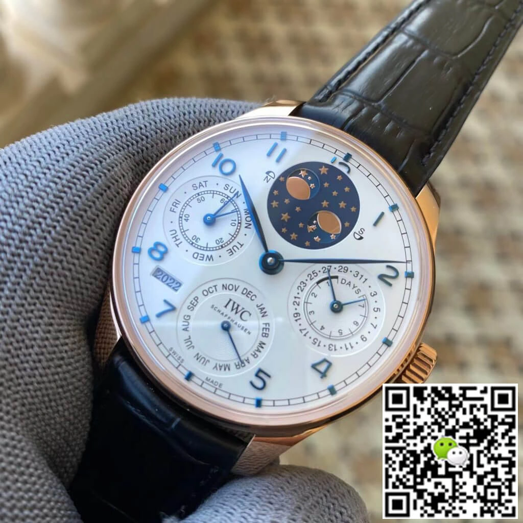 IWC Portuguese Perpetual Calendar IW503405 APS Factory 1:1 Best Edition Replica Watch Black Leather Strap