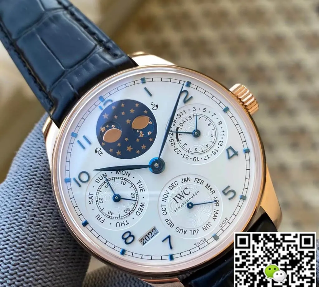 IWC Portuguese Perpetual Calendar IW503405 APS Factory 1:1 Best Edition Replica Watch Black Leather Strap