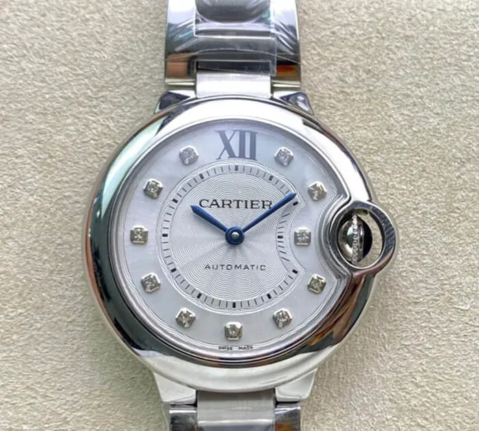 Ballon Bleu De Cartier WE902074 33MM V6 Factory 1:1 Best Edition Replica Watch Diamond-set Dial