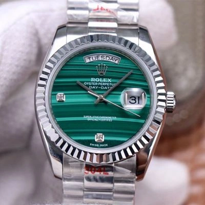 Rolex President Day Date 18038 1:1 Best Edition Replica Watch Malachite Green Diamond Dial Swiss ETA