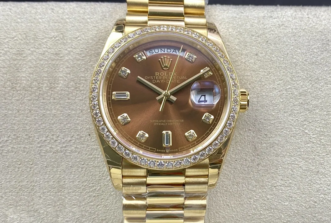 Rolex Day Date M128348RBR-0005 EW Factory 1:1 Best Edition Replica Watch Diamond-Set Bezel