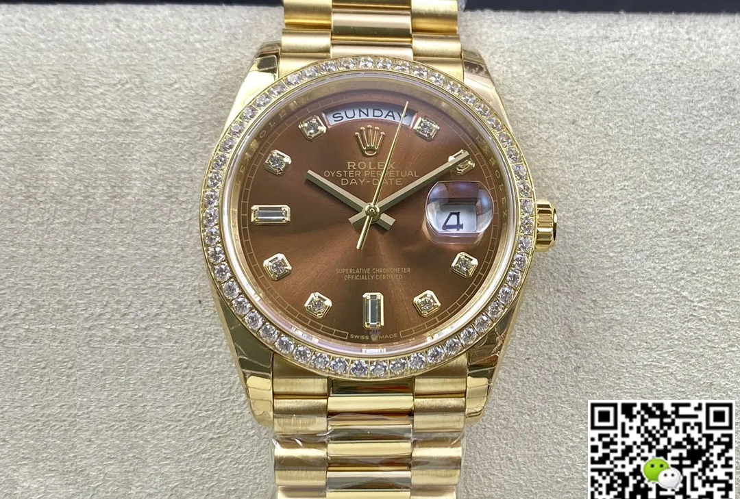 Rolex Day Date M128348RBR-0005 EW Factory 1:1 Best Edition Replica Watch Diamond-Set Bezel
