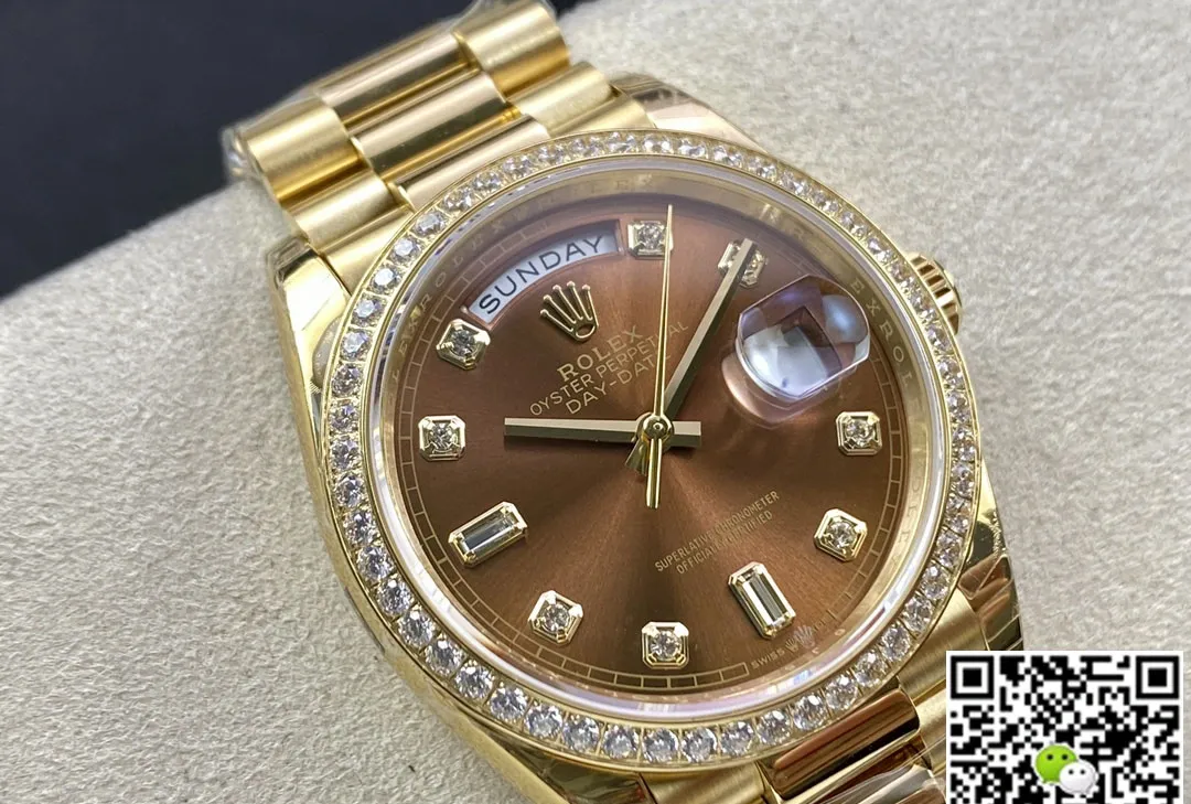 Rolex Day Date M128348RBR-0005 EW Factory 1:1 Best Edition Replica Watch Diamond-Set Bezel