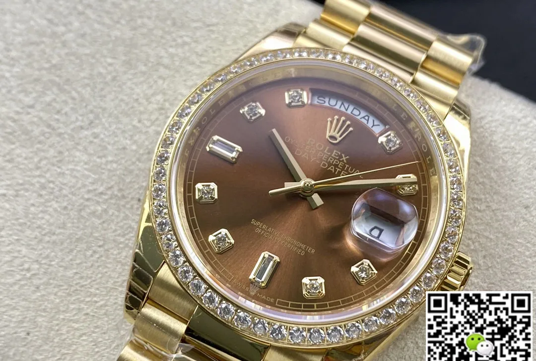 Rolex Day Date M128348RBR-0005 EW Factory 1:1 Best Edition Replica Watch Diamond-Set Bezel