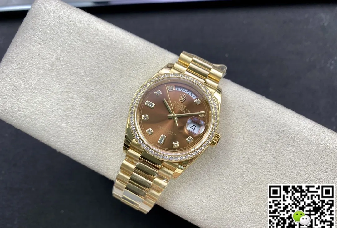 Rolex Day Date M128348RBR-0005 EW Factory 1:1 Best Edition Replica Watch Diamond-Set Bezel