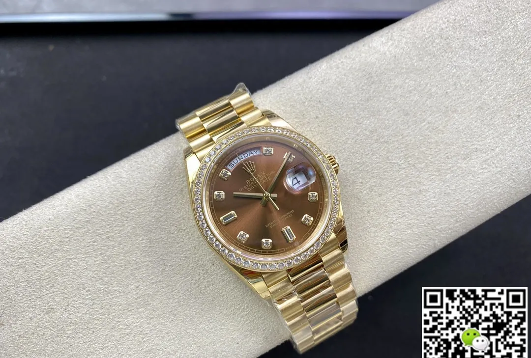 Rolex Day Date M128348RBR-0005 EW Factory 1:1 Best Edition Replica Watch Diamond-Set Bezel