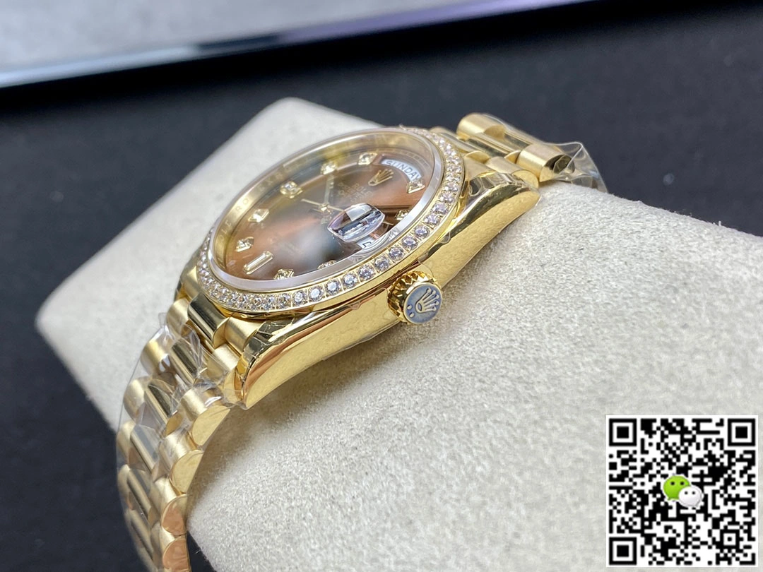 Rolex Day Date M128348RBR-0005 EW Factory 1:1 Best Edition Replica Watch Diamond-Set Bezel
