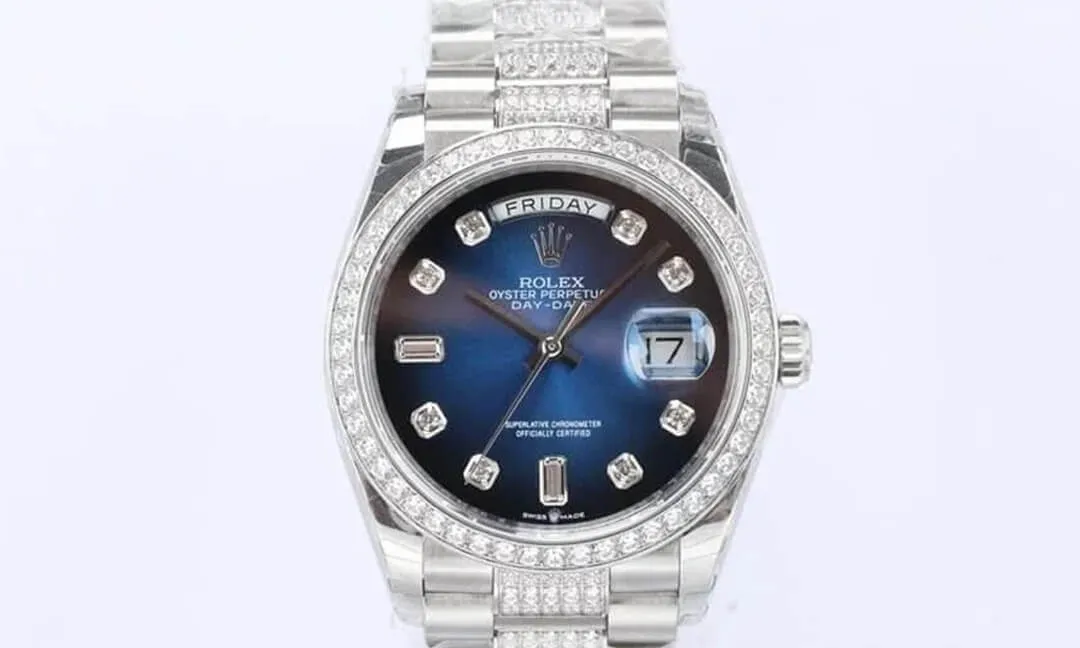 Rolex Day Date M128349RBR-0016 EW Factory 1:1 Best Edition Replica Watch Diamond-Set Bezel