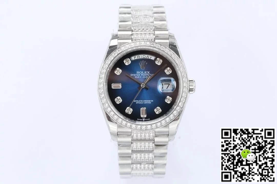 Rolex Day Date M128349RBR-0016 EW Factory 1:1 Best Edition Replica Watch Diamond-Set Bezel