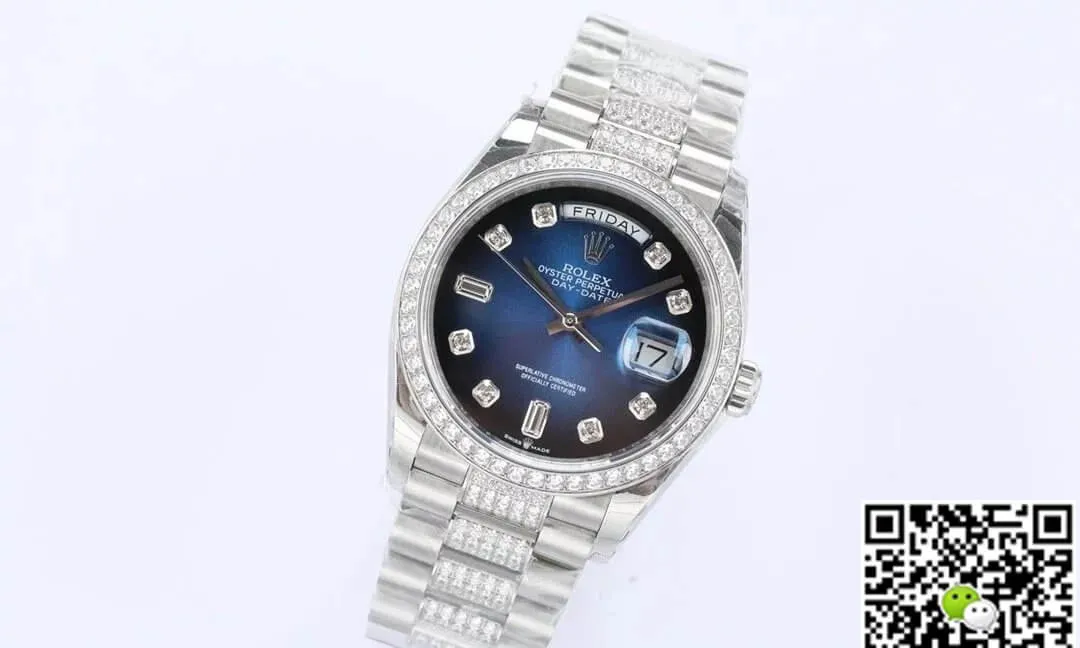 Rolex Day Date M128349RBR-0016 EW Factory 1:1 Best Edition Replica Watch Diamond-Set Bezel