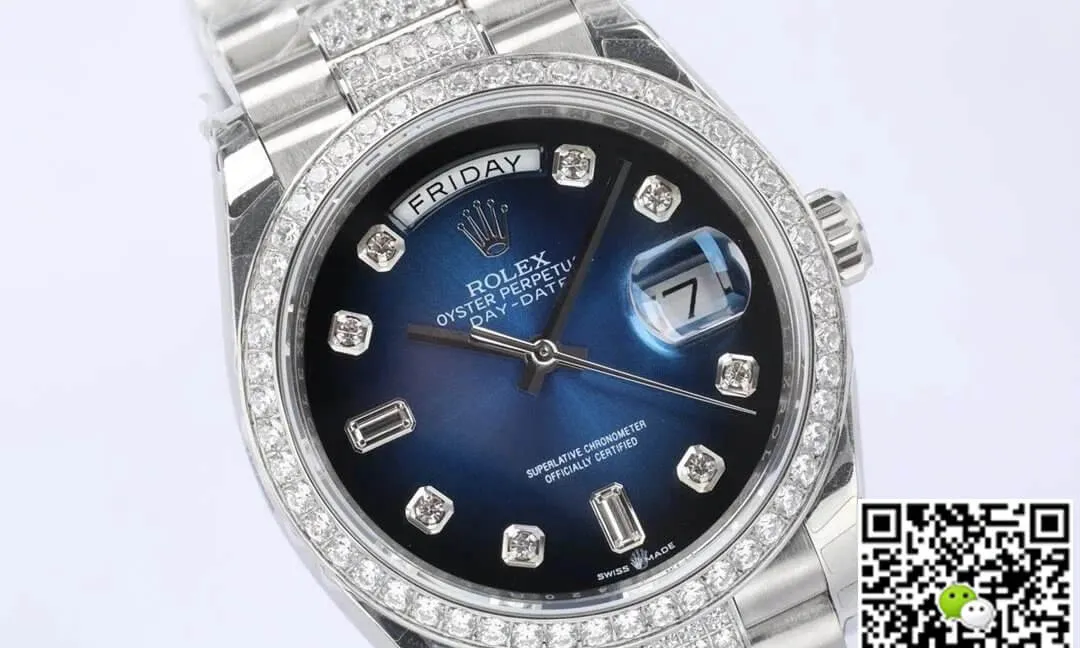 Rolex Day Date M128349RBR-0016 EW Factory 1:1 Best Edition Replica Watch Diamond-Set Bezel
