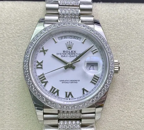 Rolex Day Date M128349RBR-0026 EW Factory 1:1 Best Edition Replica Watch Diamond-Set Bezel