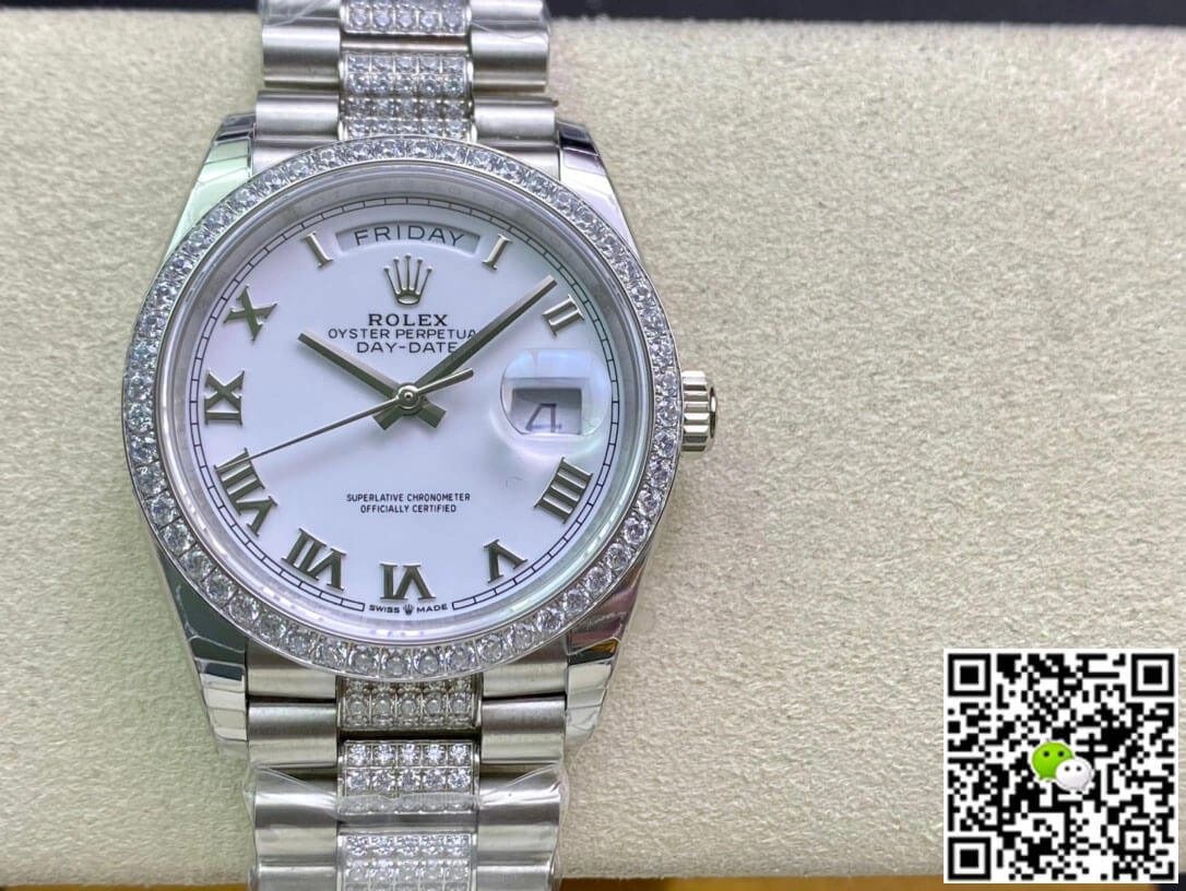 Rolex Day Date M128349RBR-0026 EW Factory 1:1 Best Edition Replica Watch Diamond-Set Bezel