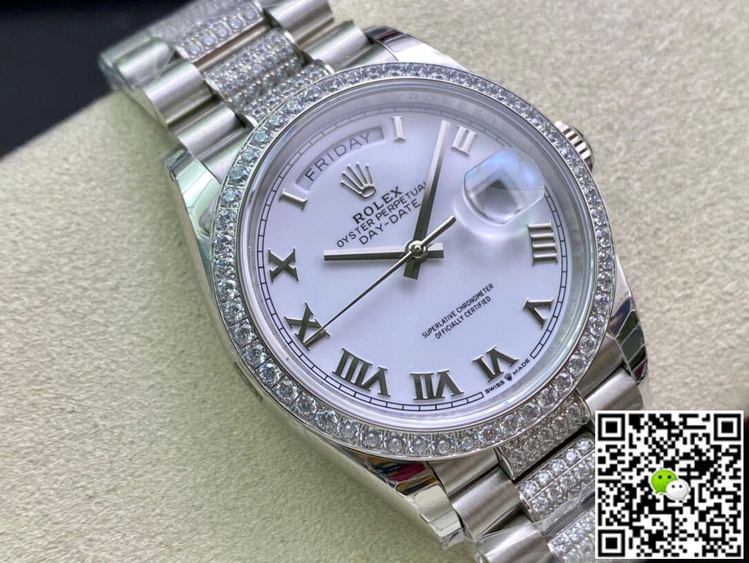 Rolex Day Date M128349RBR-0026 EW Factory 1:1 Best Edition Replica Watch Diamond-Set Bezel