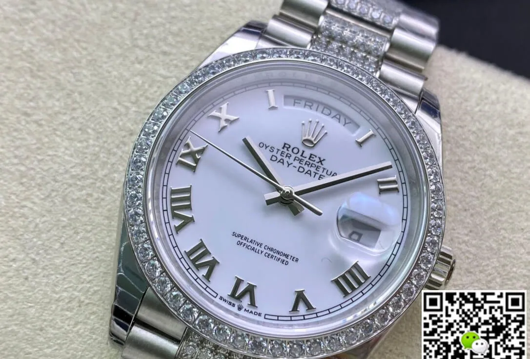 Rolex Day Date M128349RBR-0026 EW Factory 1:1 Best Edition Replica Watch Diamond-Set Bezel