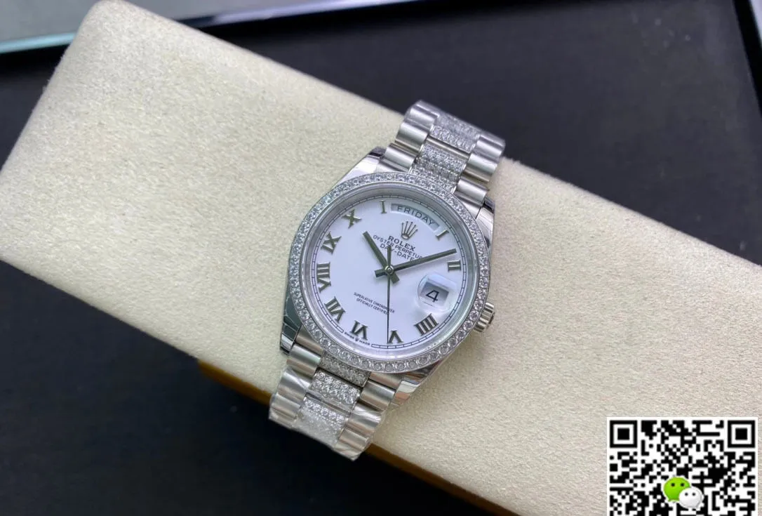 Rolex Day Date M128349RBR-0026 EW Factory 1:1 Best Edition Replica Watch Diamond-Set Bezel