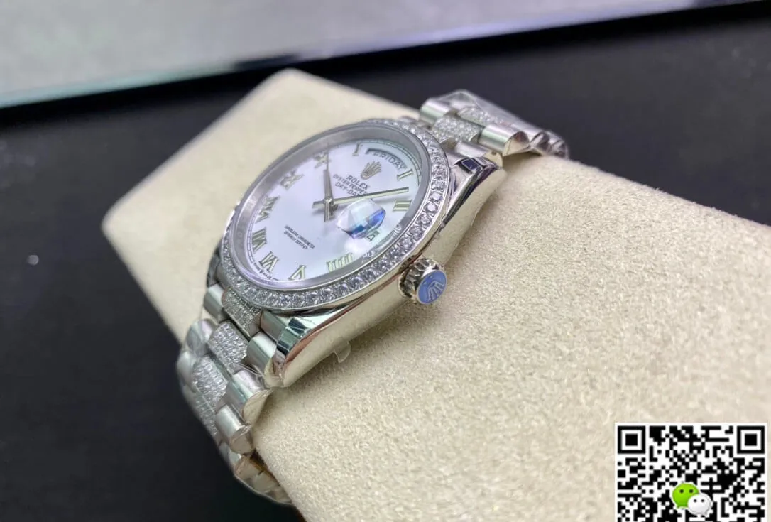 Rolex Day Date M128349RBR-0026 EW Factory 1:1 Best Edition Replica Watch Diamond-Set Bezel