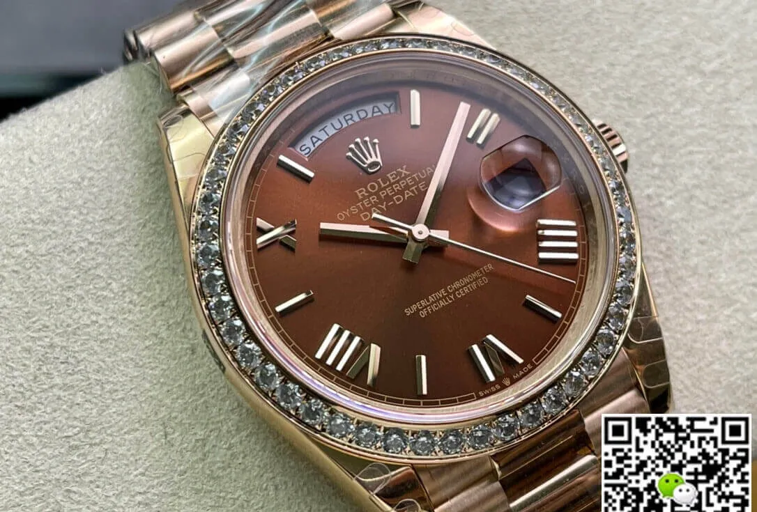 Rolex Day Date M228345RBR-0009 EW Factory 1:1 Best Edition Replica Watch Diamond-Set Bezel