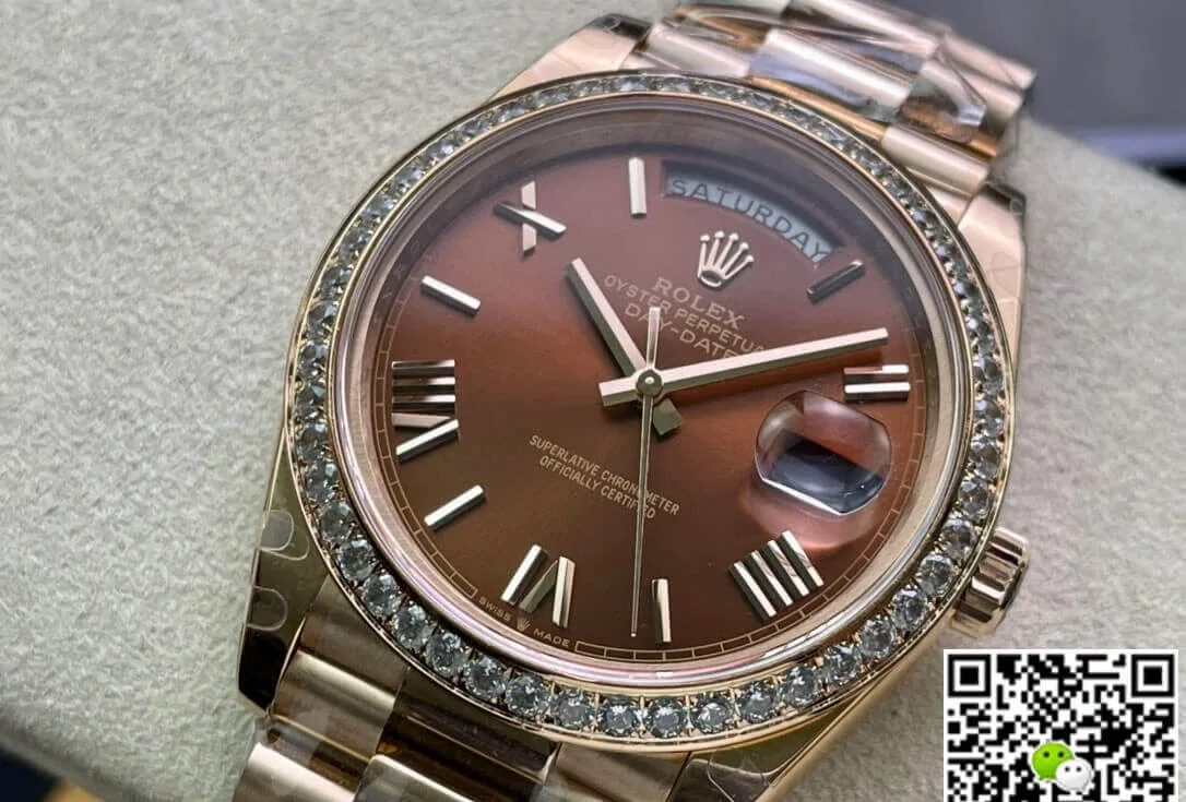Rolex Day Date M228345RBR-0009 EW Factory 1:1 Best Edition Replica Watch Diamond-Set Bezel