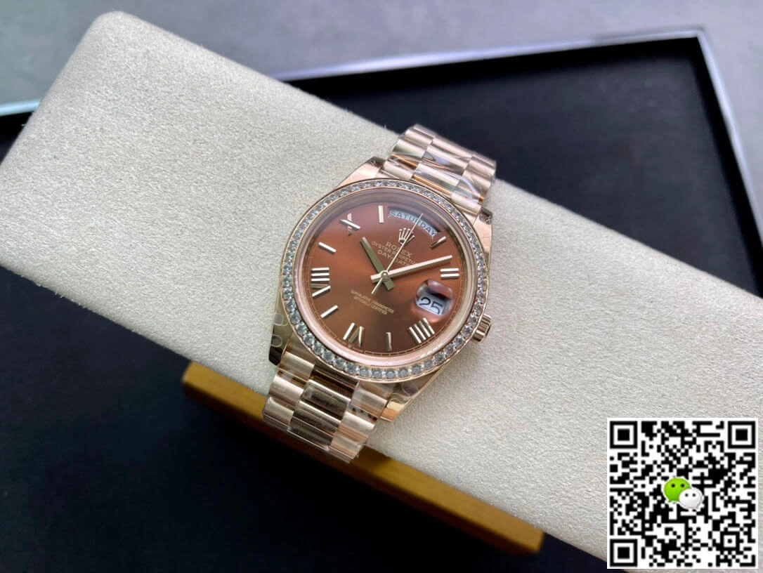 Rolex Day Date M228345RBR-0009 EW Factory 1:1 Best Edition Replica Watch Diamond-Set Bezel