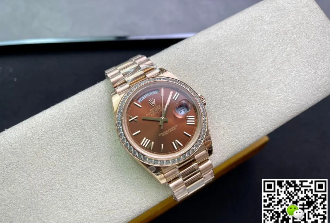 Rolex Day Date M228345RBR-0009 EW Factory 1:1 Best Edition Replica Watch Diamond-Set Bezel