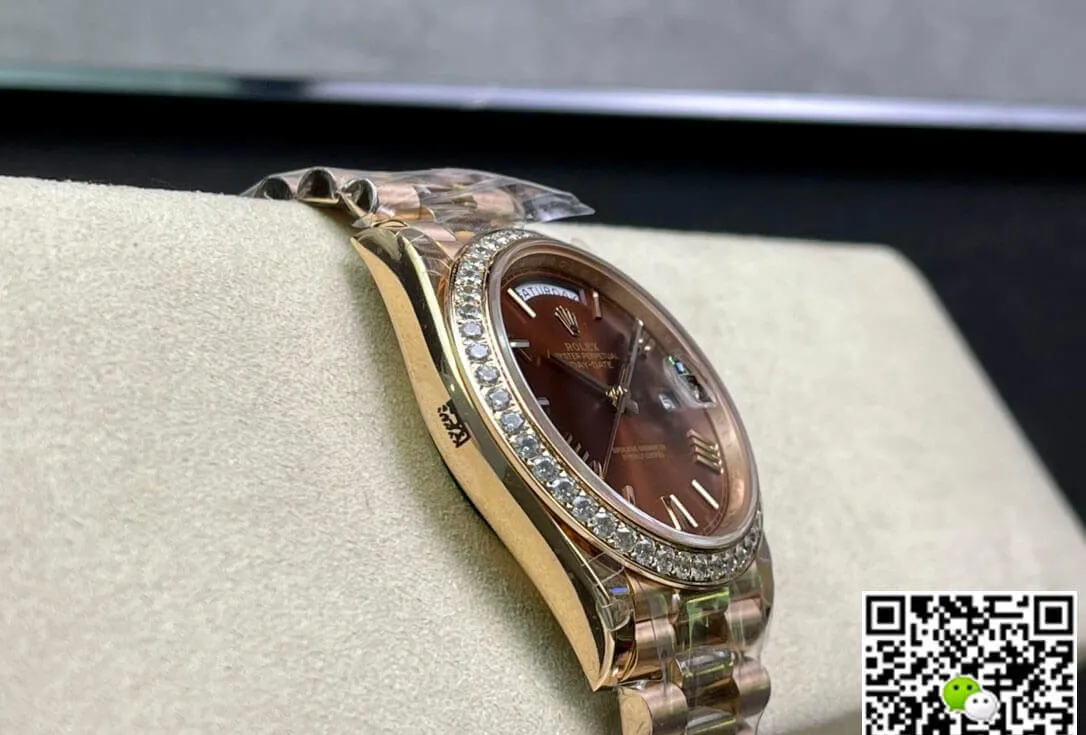 Rolex Day Date M228345RBR-0009 EW Factory 1:1 Best Edition Replica Watch Diamond-Set Bezel