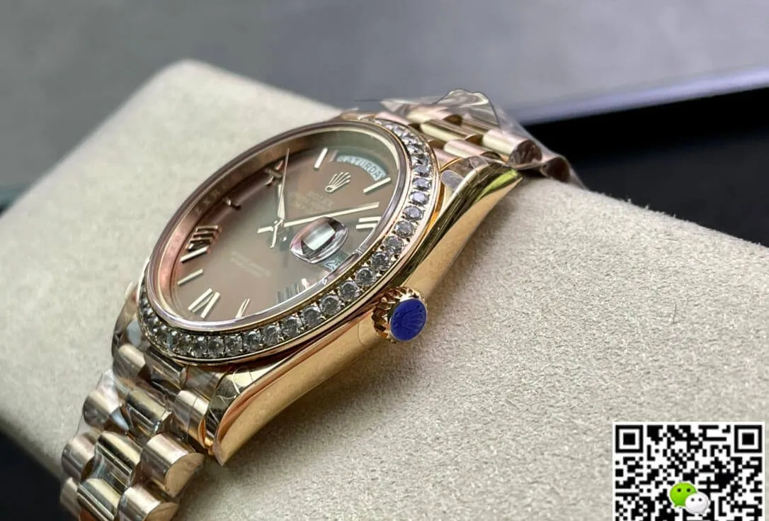 Rolex Day Date M228345RBR-0009 EW Factory 1:1 Best Edition Replica Watch Diamond-Set Bezel