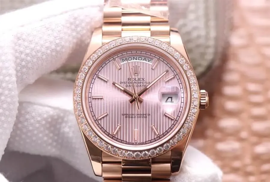Rolex Day Date M228345RBR-0010 EW Factory 1:1 Best Edition Replica Watch Diamond-Set Bezel