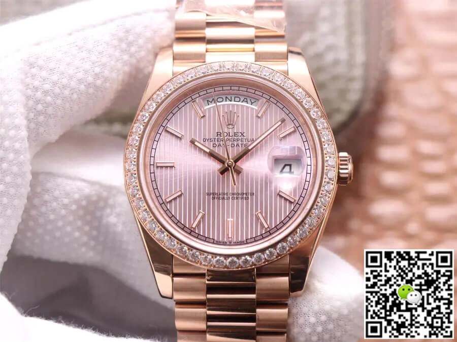 Rolex Day Date M228345RBR-0010 EW Factory 1:1 Best Edition Replica Watch Diamond-Set Bezel